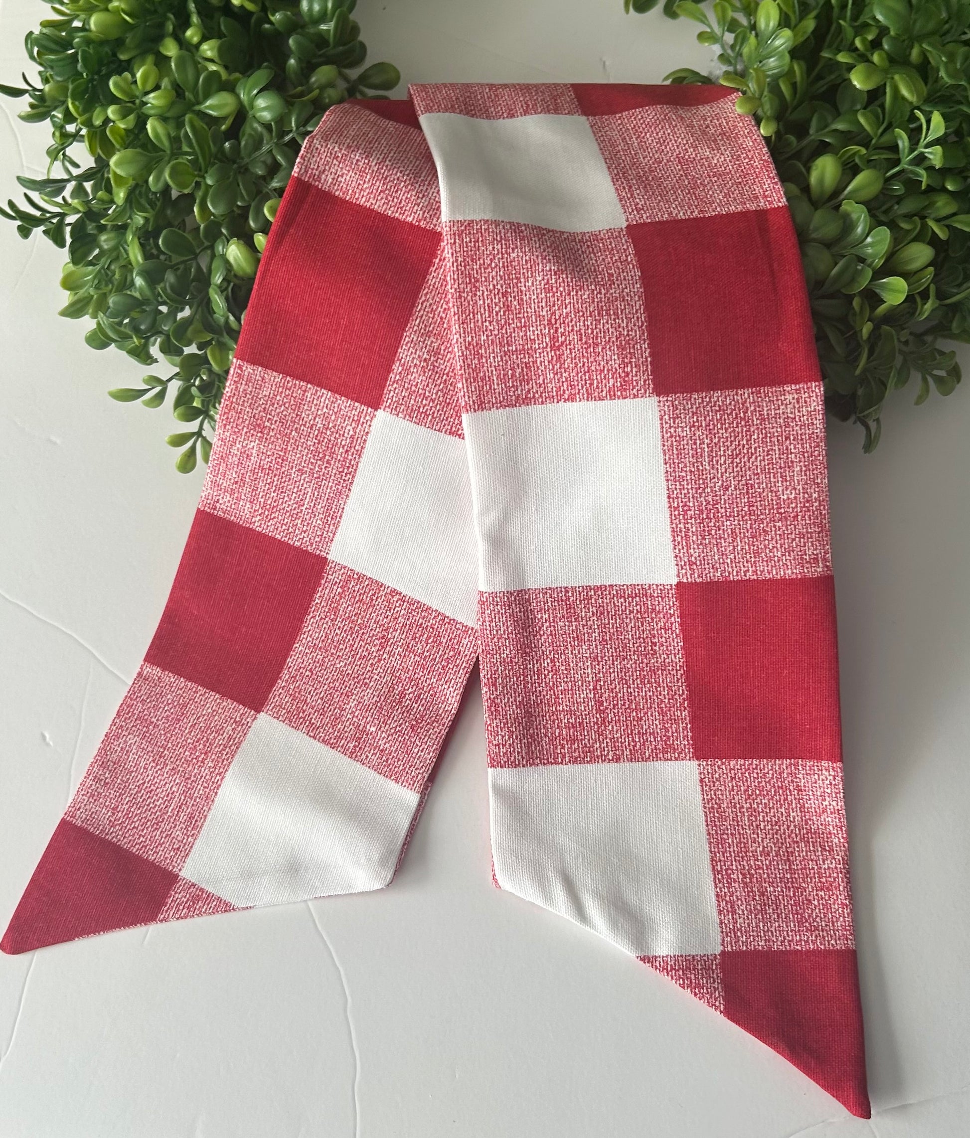 Red Buffalo Print Cotton Wreath Sash