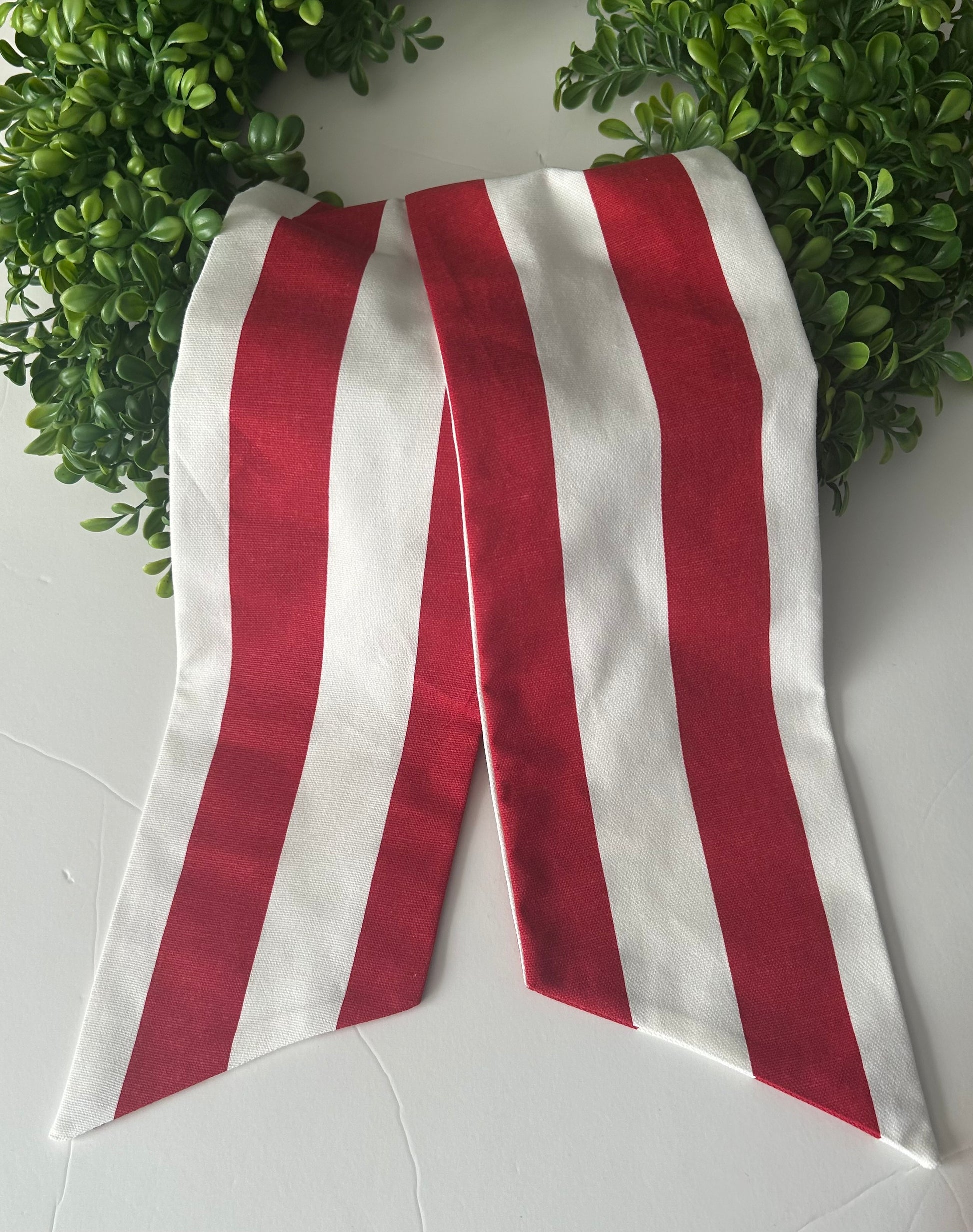 Red Vertical Stripe Cotton Wreath Sash