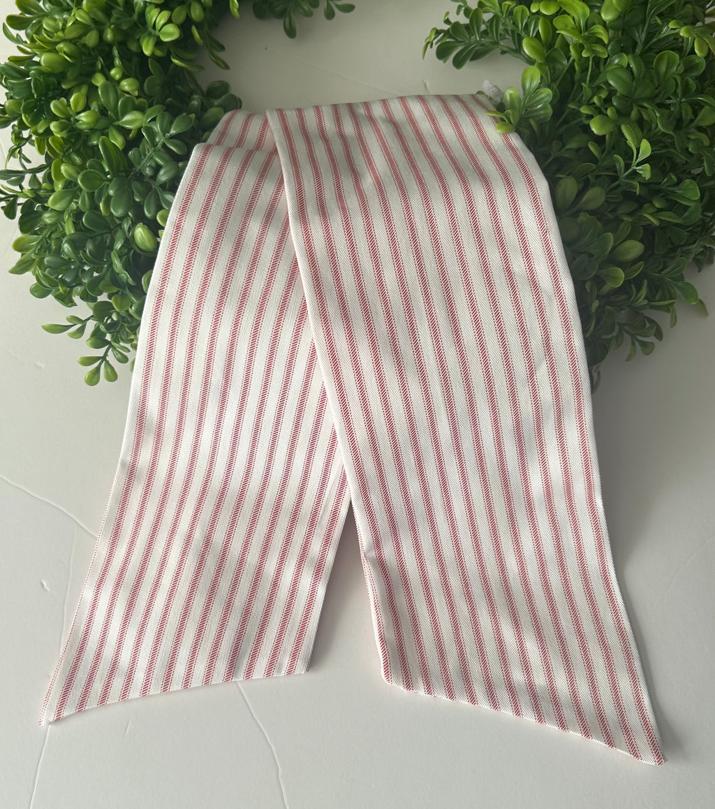 Red Thin Vertical Stripe Cotton Wreath Sash