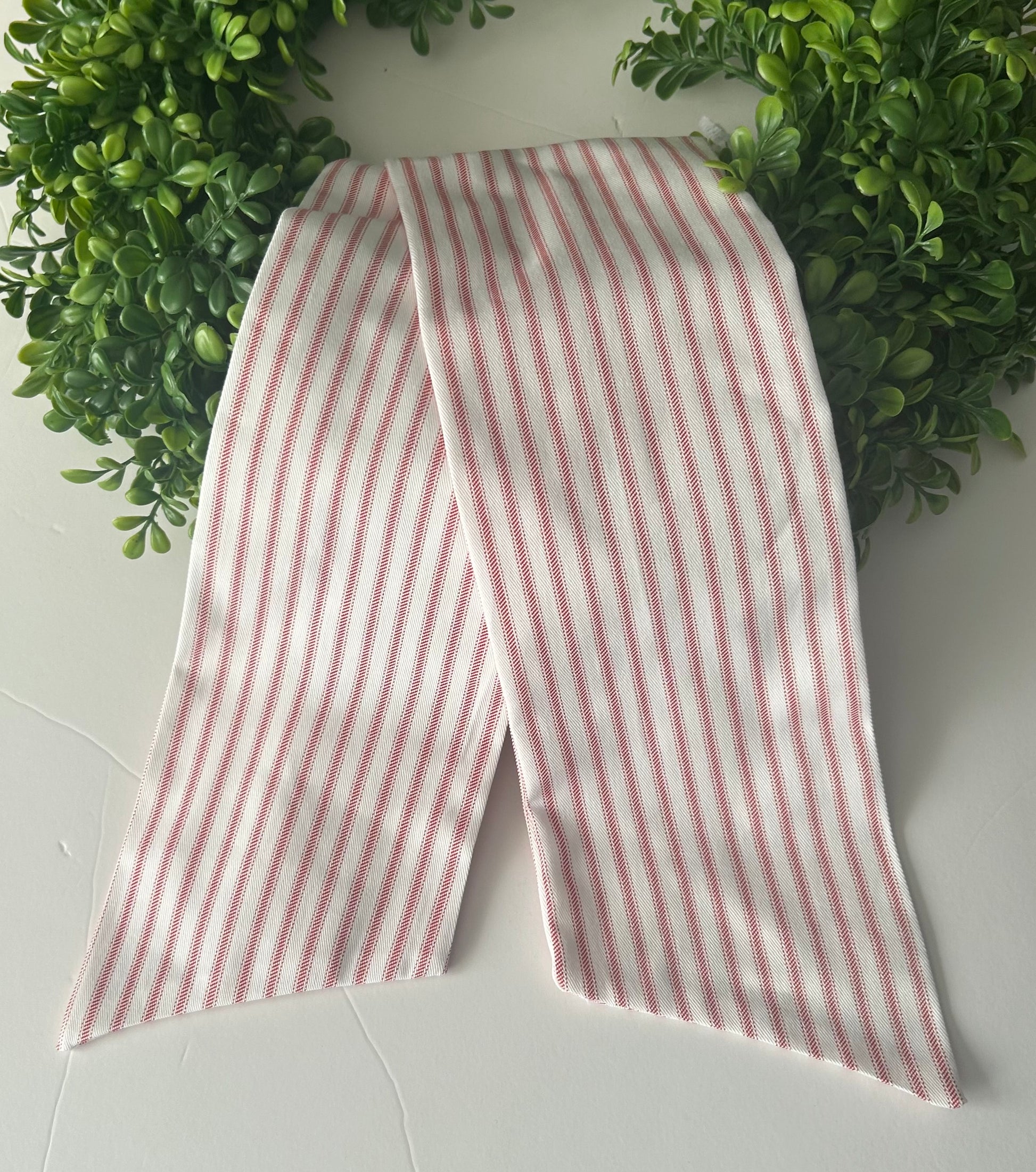 Red Thin Vertical Stripe Cotton Wreath Sash