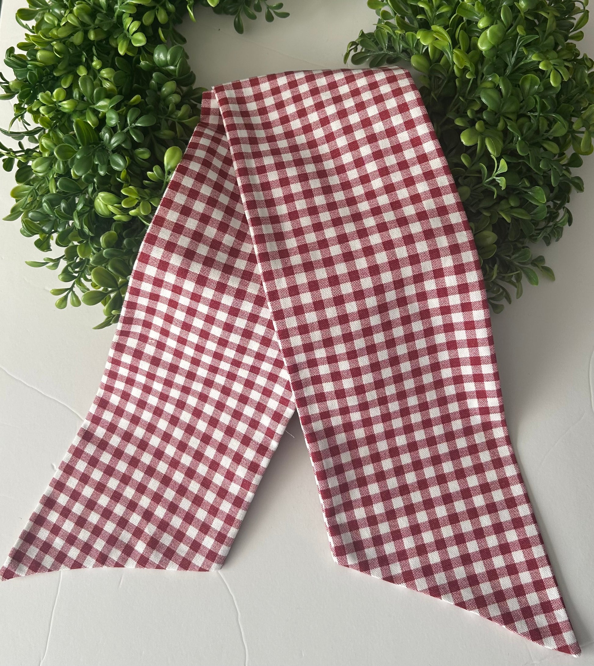 Red Gingham Cotton Wreath Sash