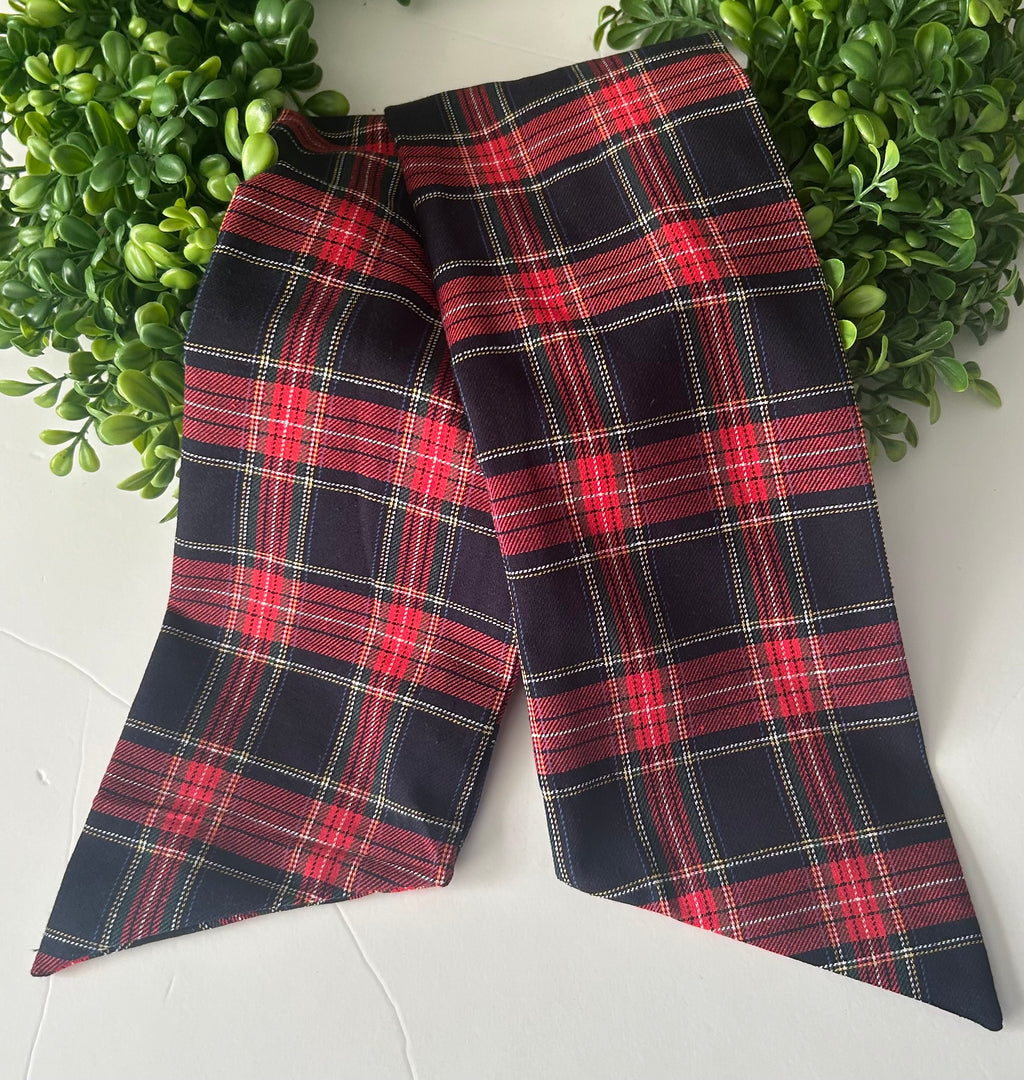 Red and Navy Tartan Cotton Wreath Sash