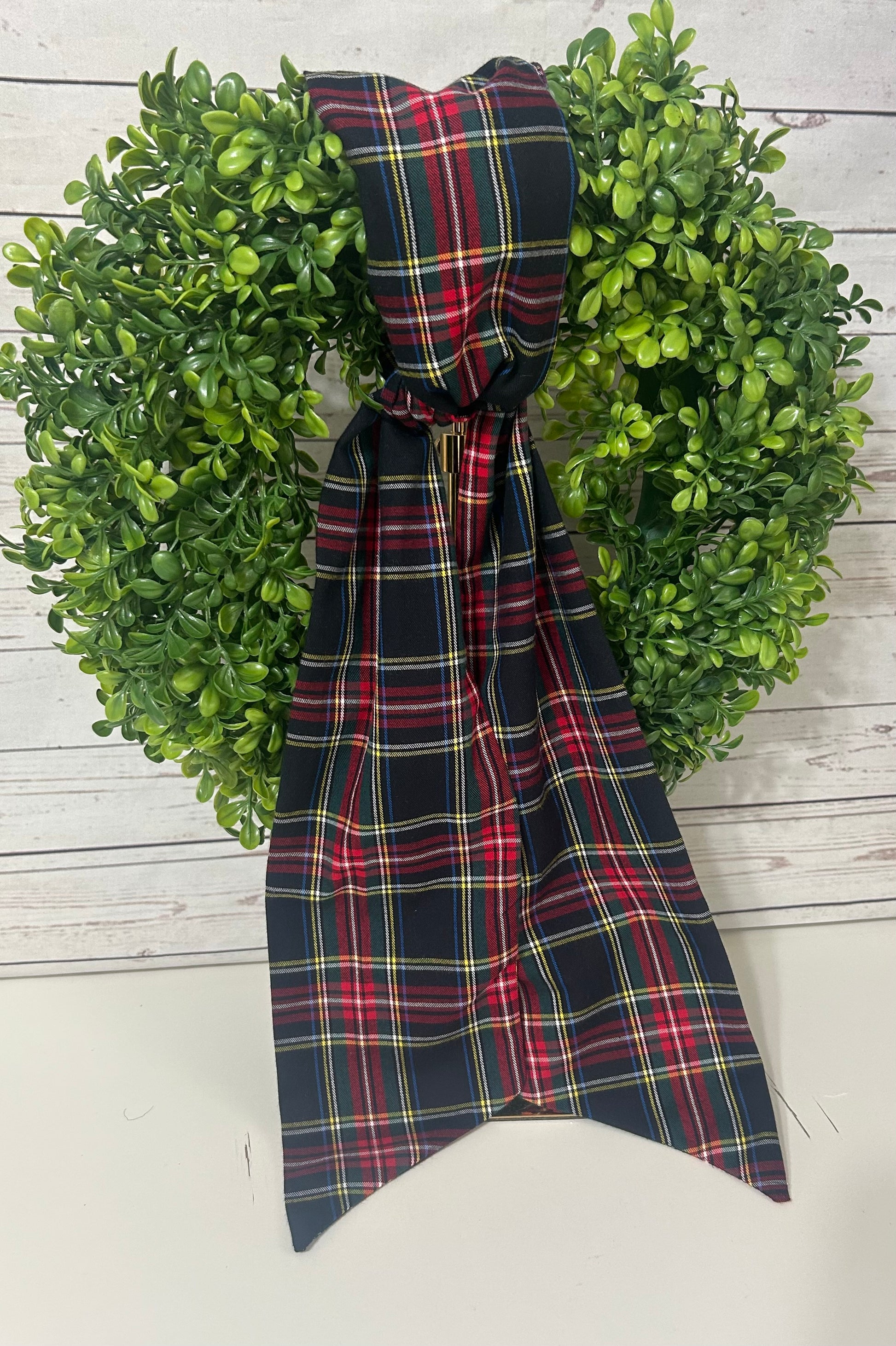 Red and Black Tartan Cotton Christmas Plaid Wreath Sash