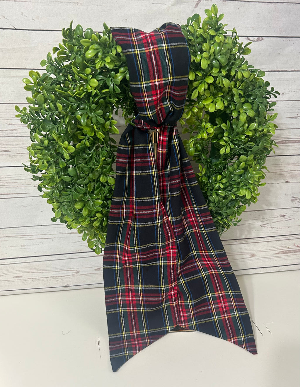 Red and Black Tartan Cotton Christmas Plaid Wreath Sash