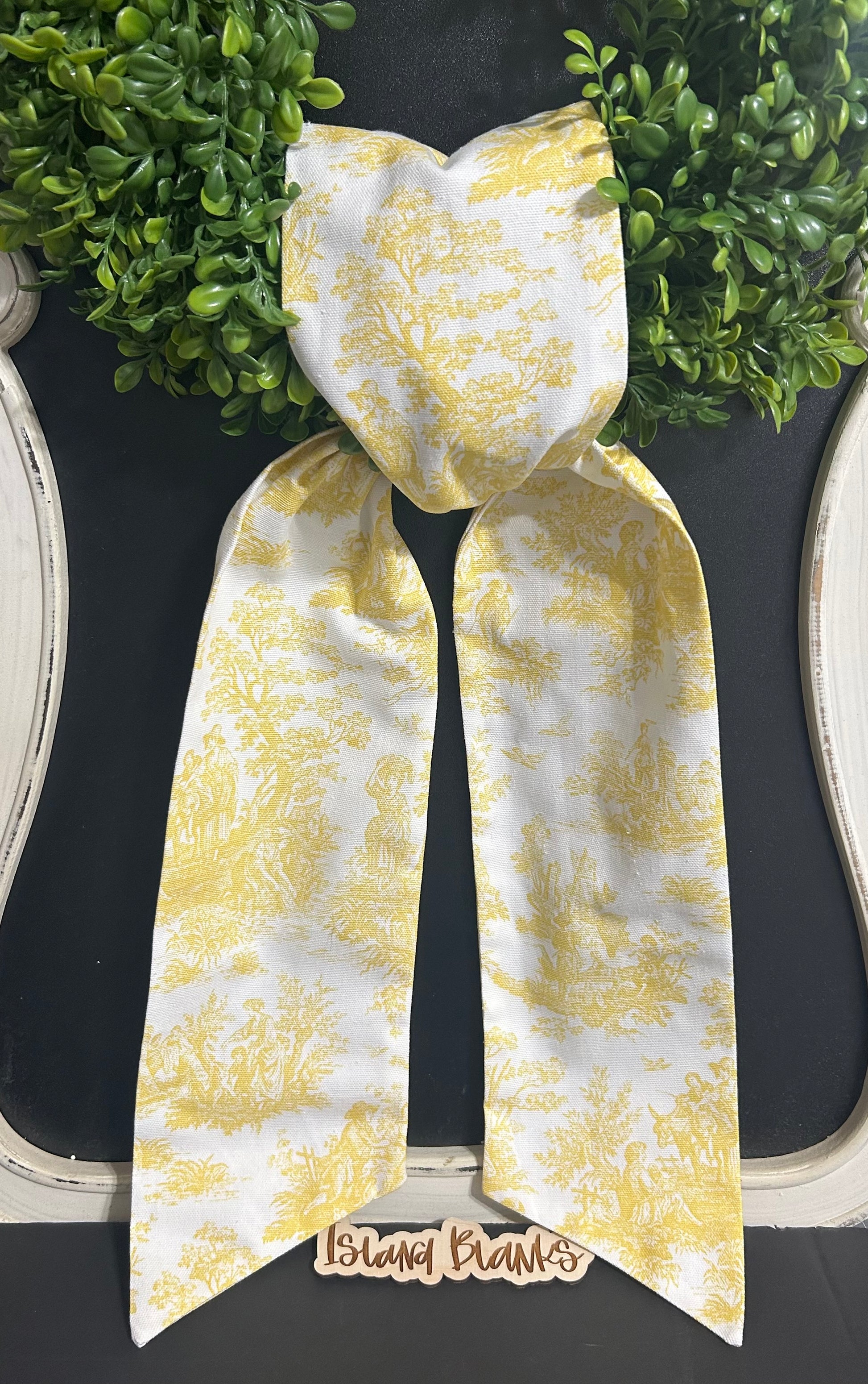 WS Yellow French Toile Cotton Wreath Sash