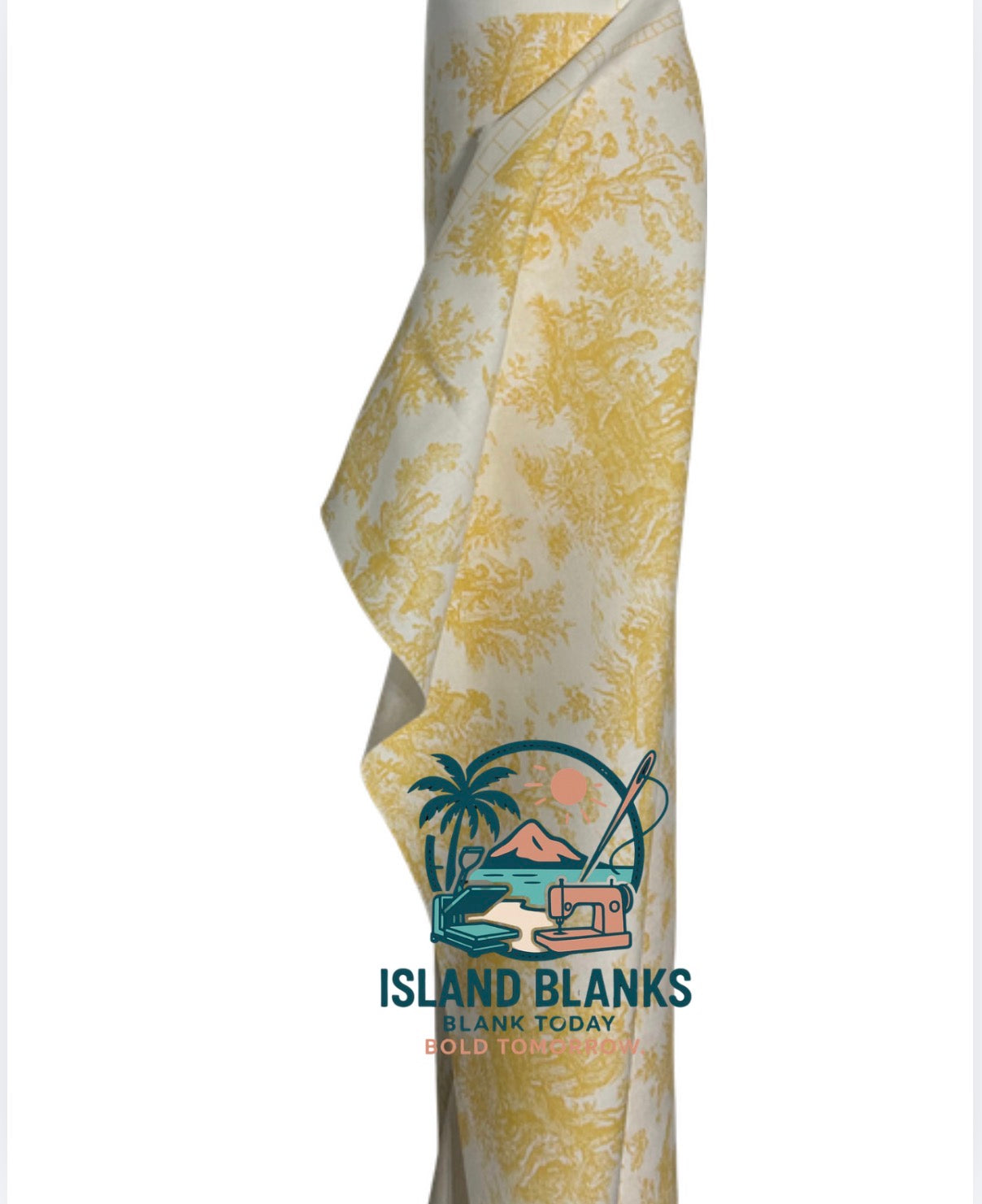 Island Blank Yellow French Toile fabric by yard