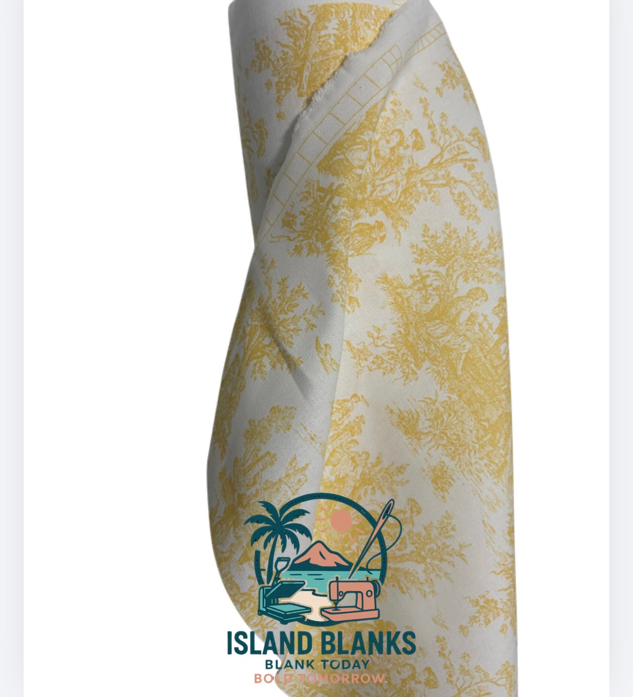 Island Blank Yellow French Toile fabric by yard