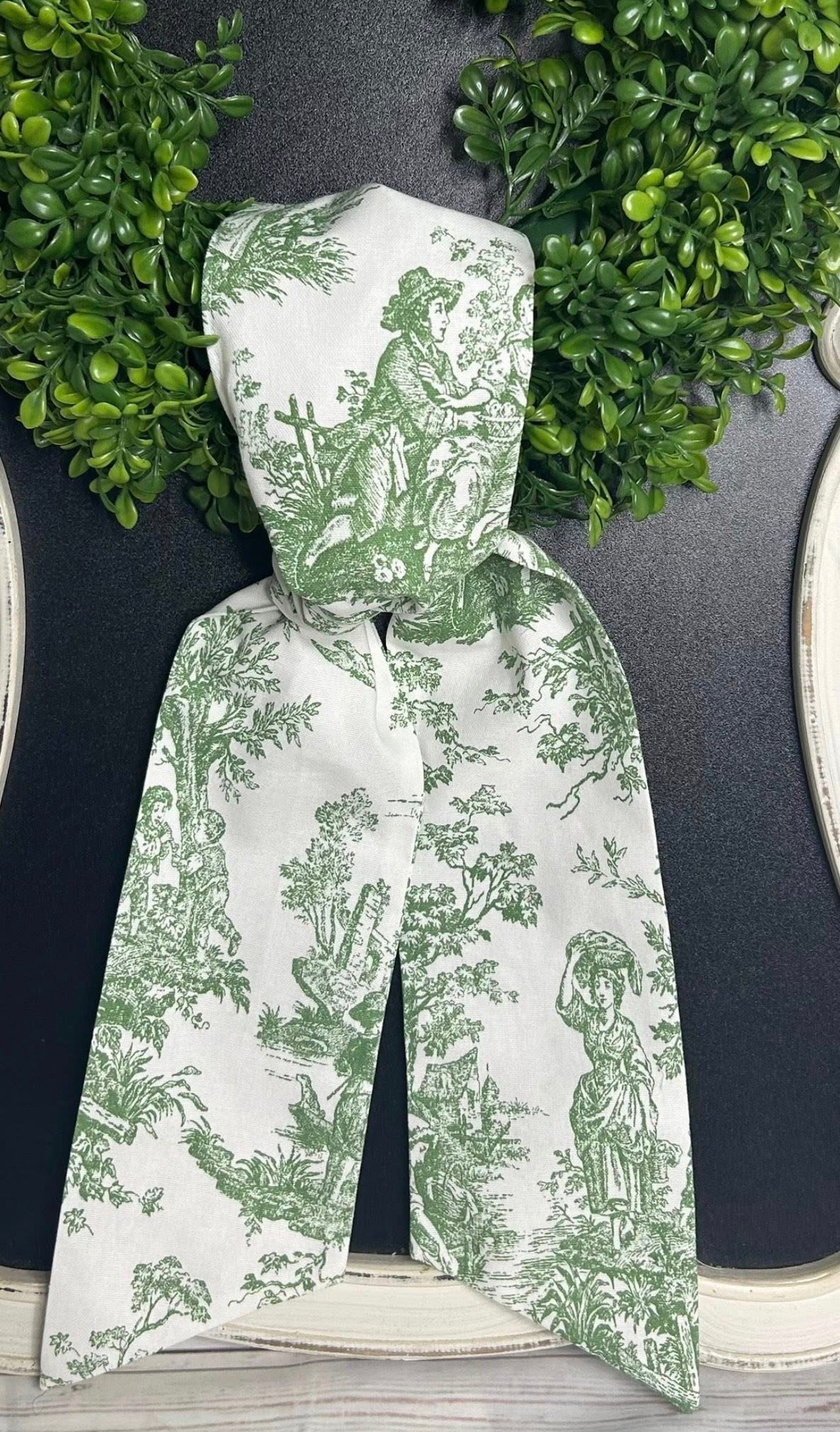 French Toile Cotton Wreath Sash