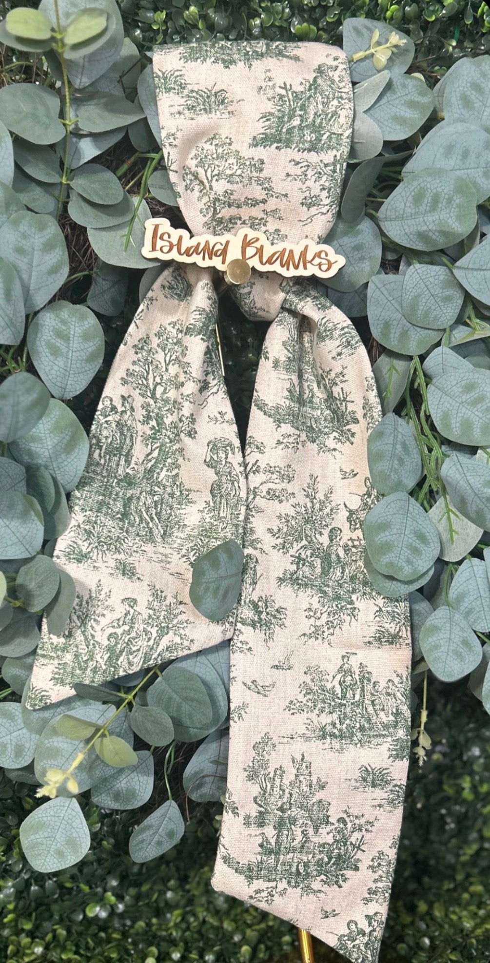 French Toile Cotton Wreath Sash