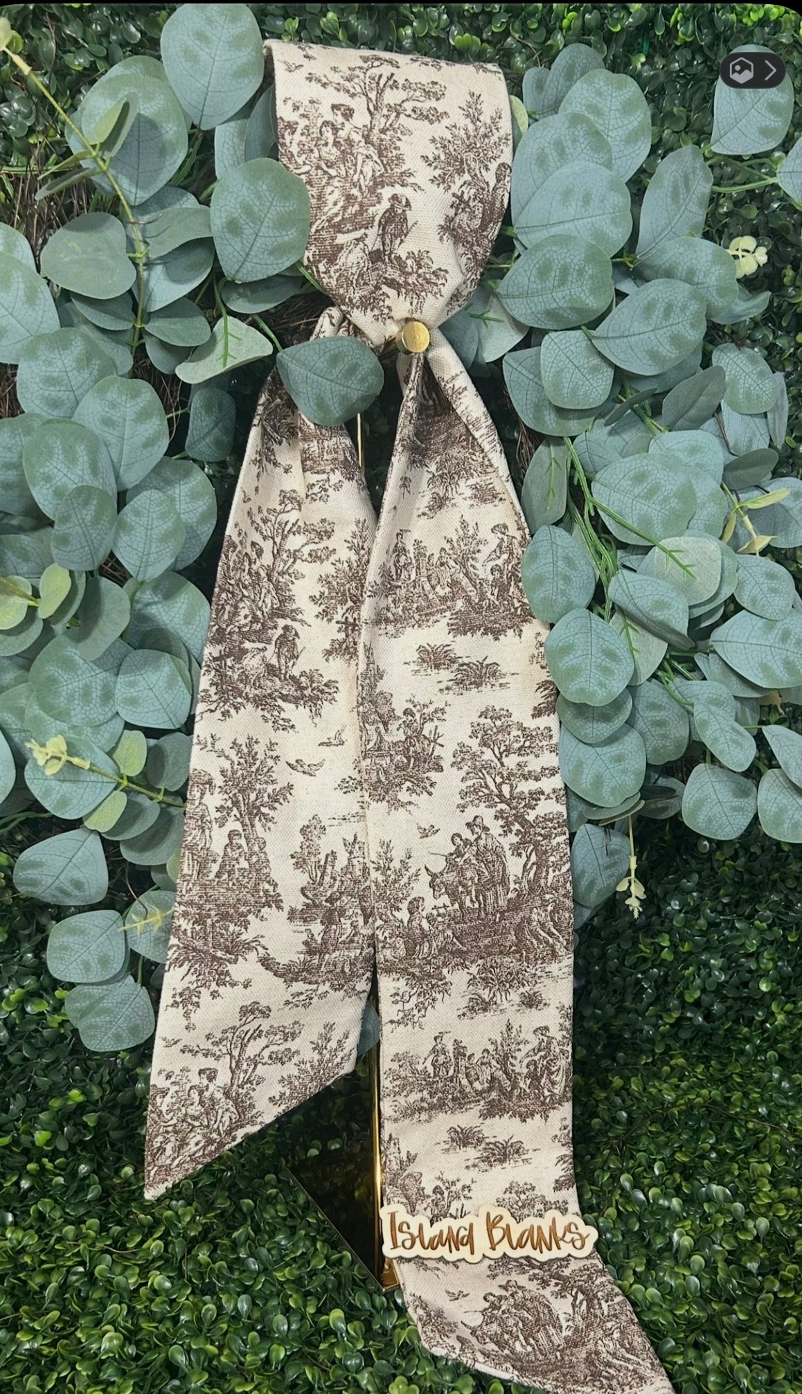 French Toile Cotton Wreath Sash