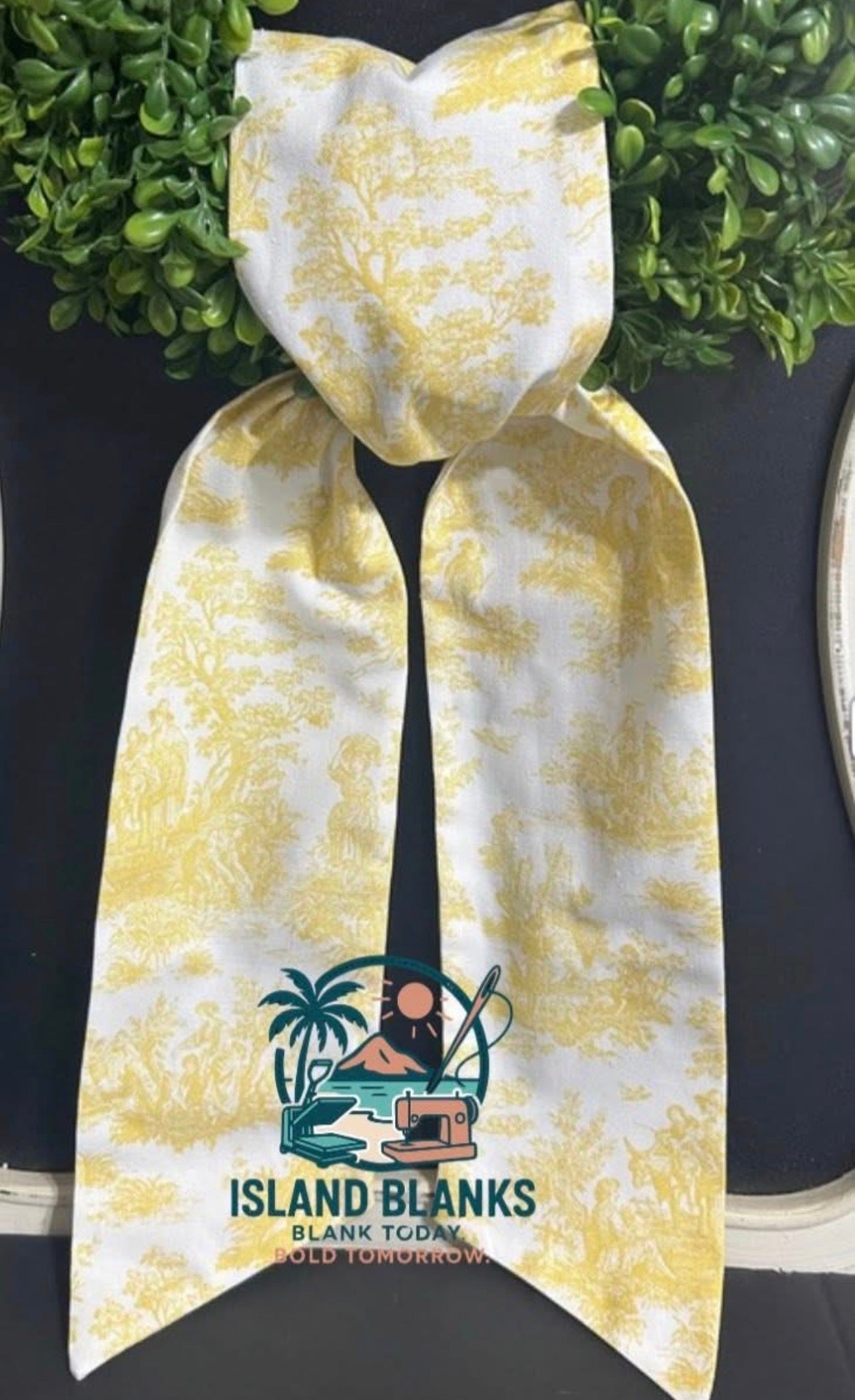 French Toile Cotton Wreath Sash