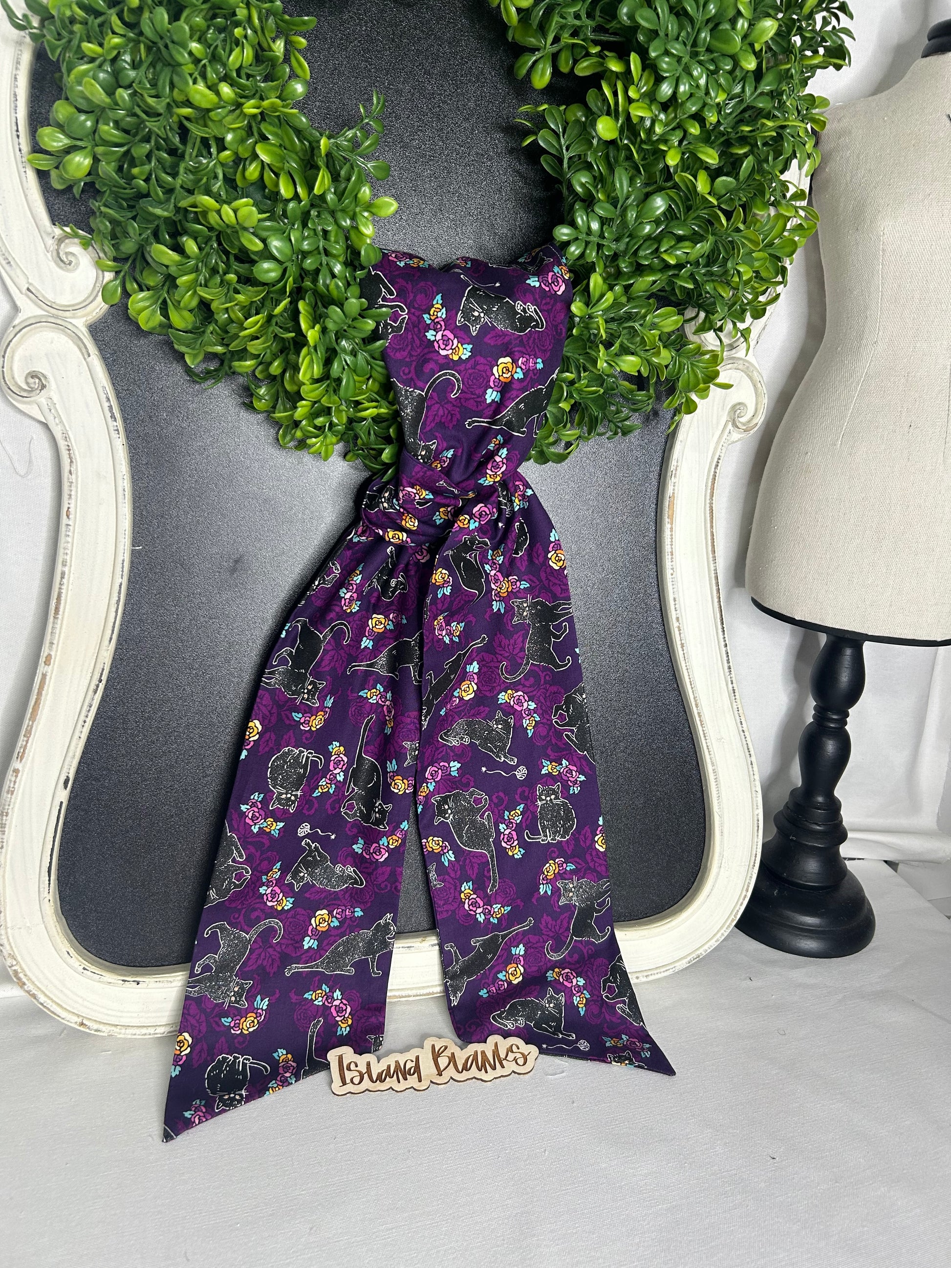 Purple Floral Halloween Cotton Wreath Sash