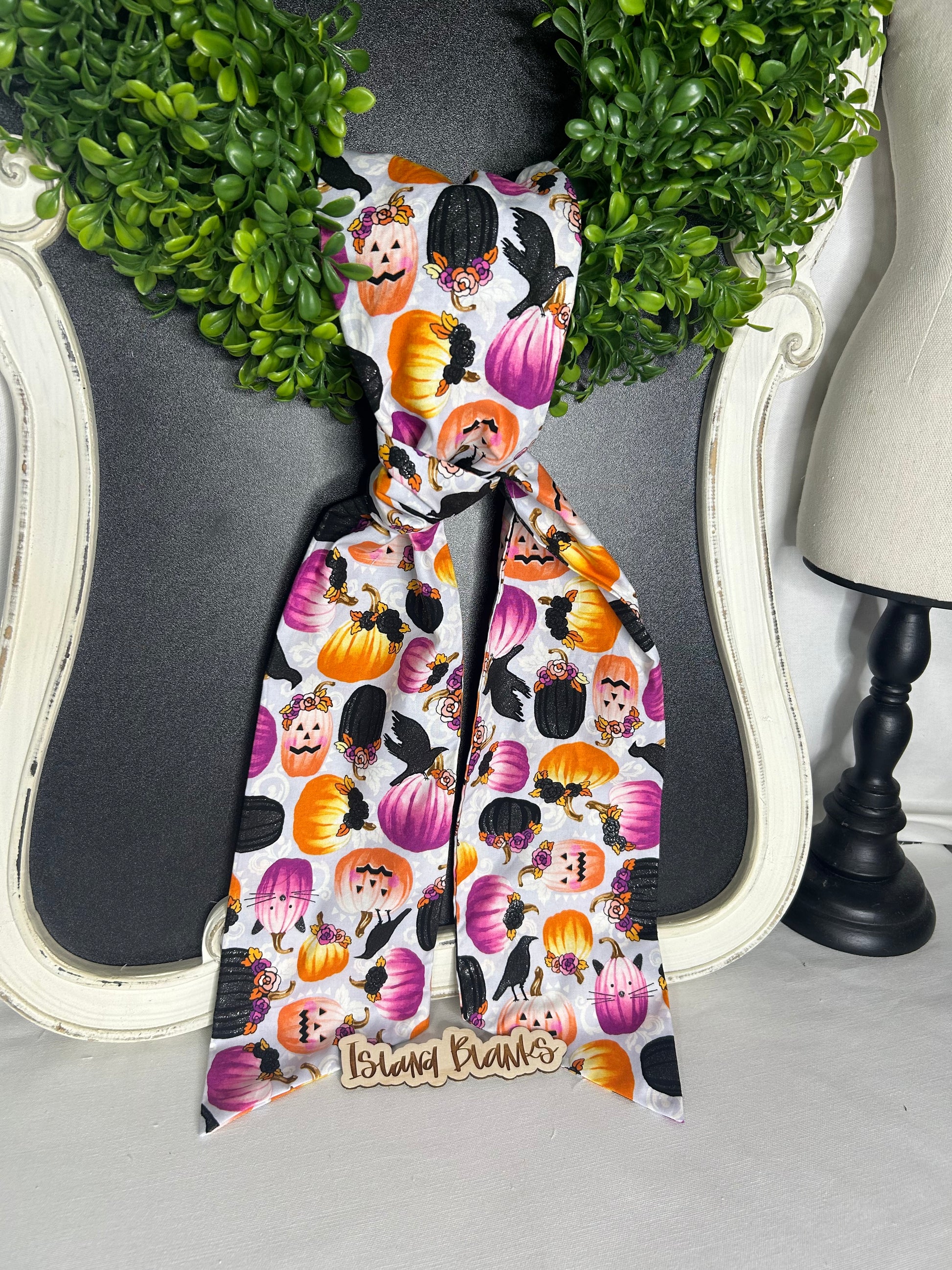 Orange Pumpkin Halloween Cotton Wreath Sash
