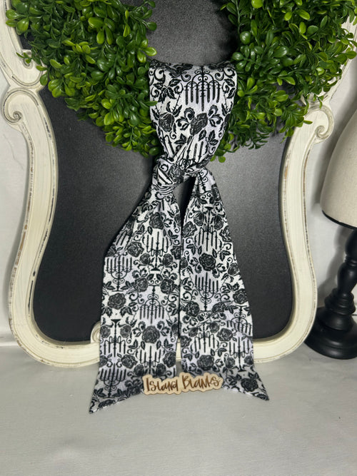 Black and White Halloween Cotton Wreath Sash