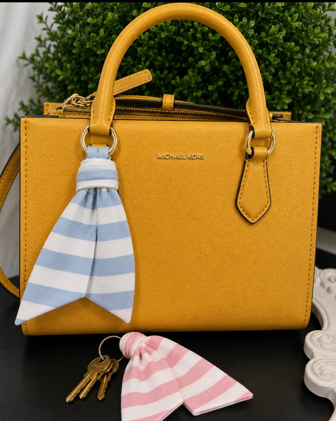 Horizontal Stripe Bag Keyring Scarf Sash