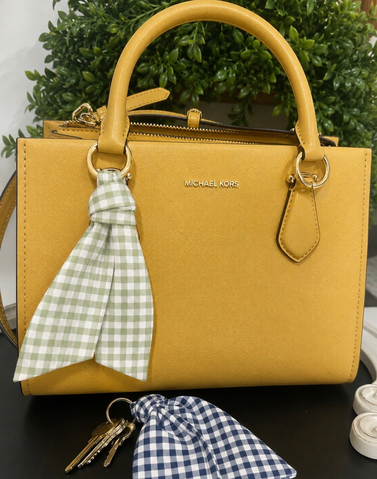 Gingham Bag Keyring Scarf Sash
