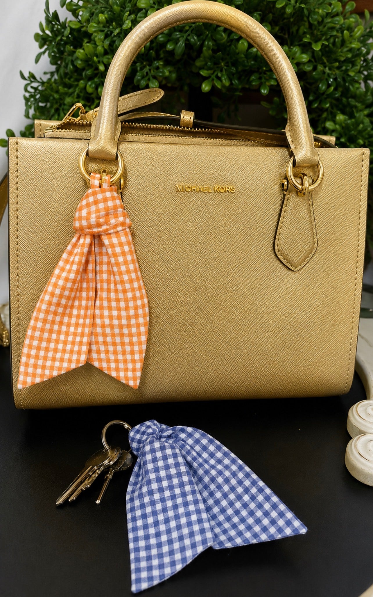 Small Plaid Bag Keyring Scarf Sash