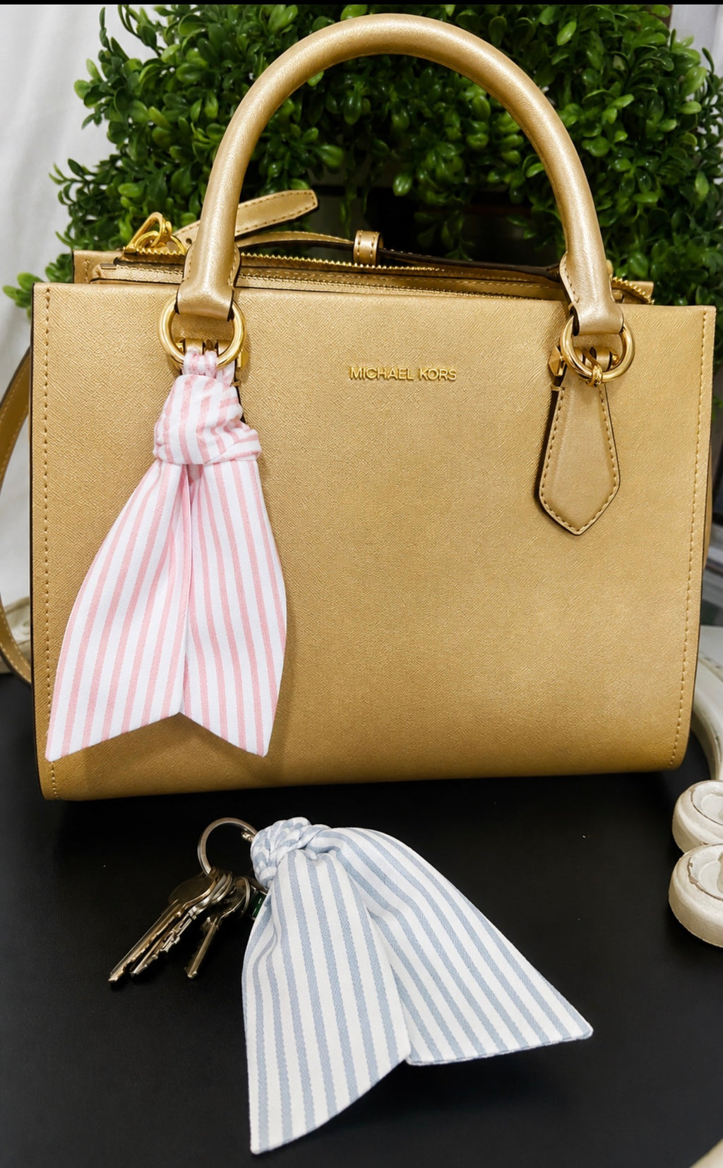 Ticking Stripe Bag Keyring Scarf Sash