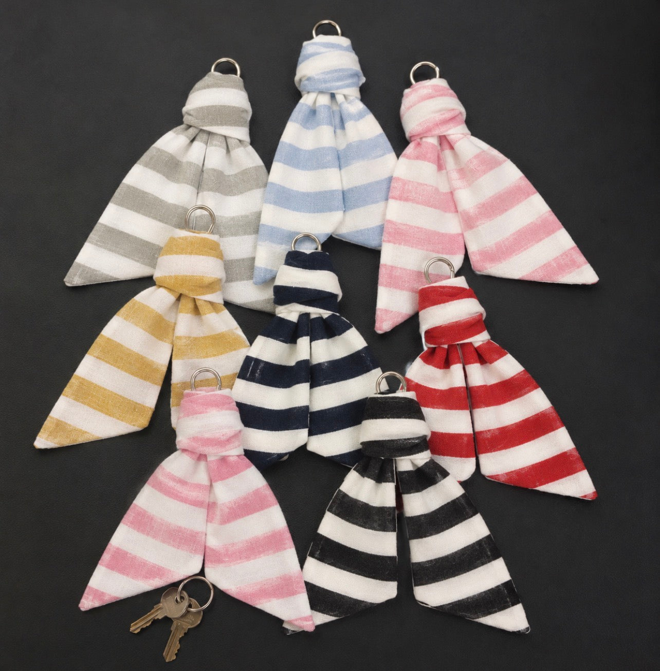 Horizontal Stripe Bag Keyring Scarf Sash
