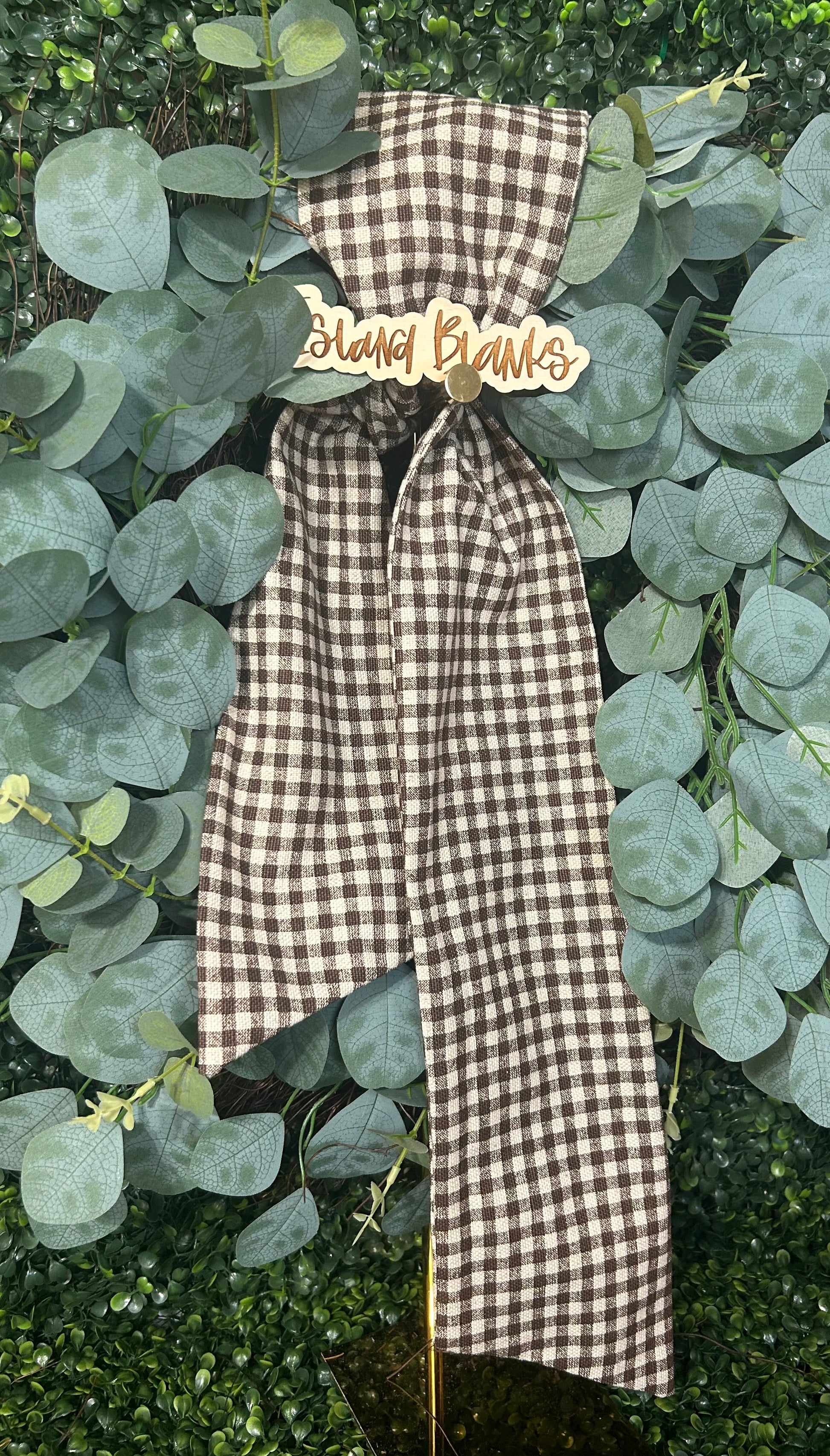Holiday Gingham Cotton Wreath Sash