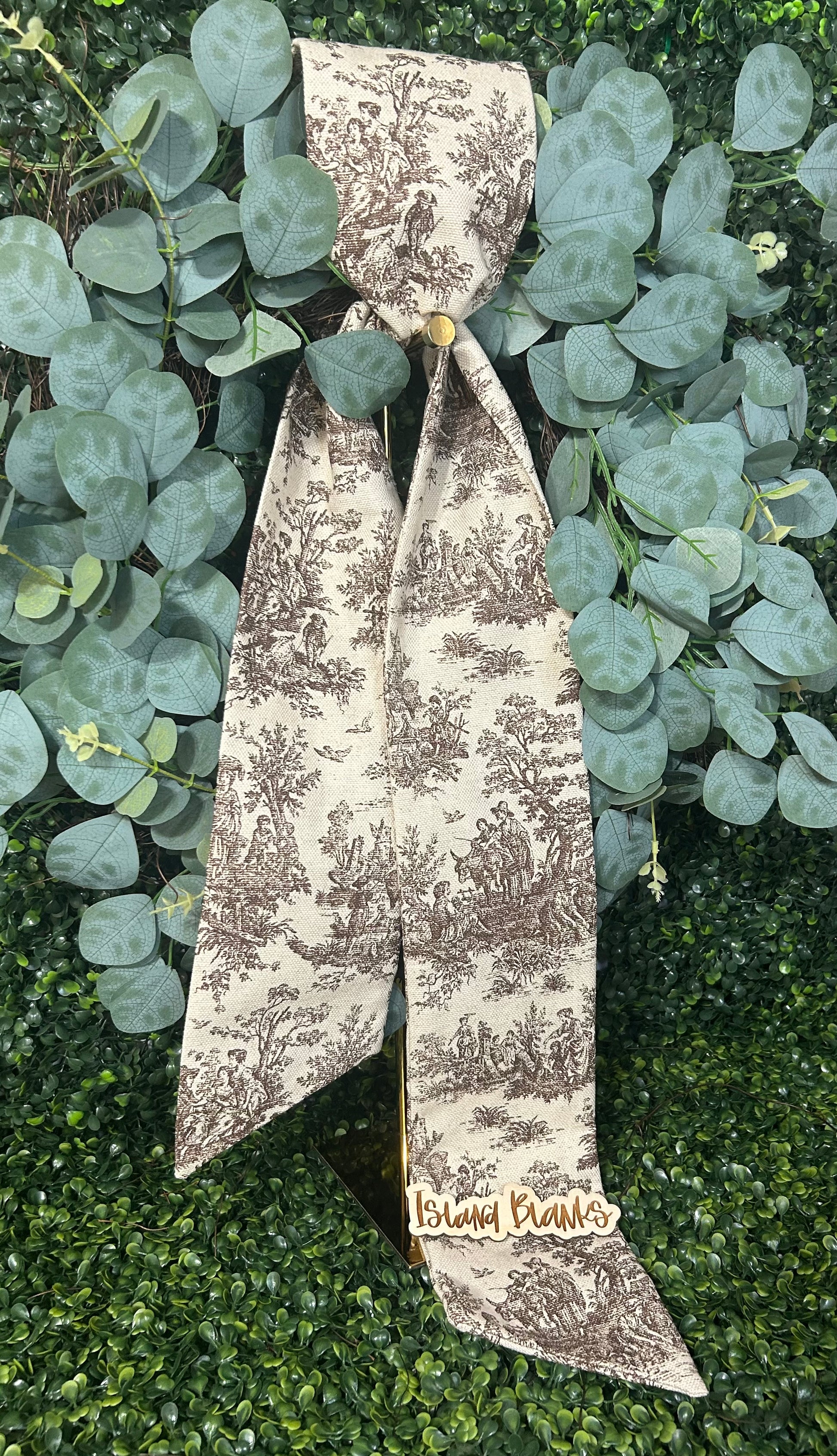 Holiday Toile Cotton Wreath Sash