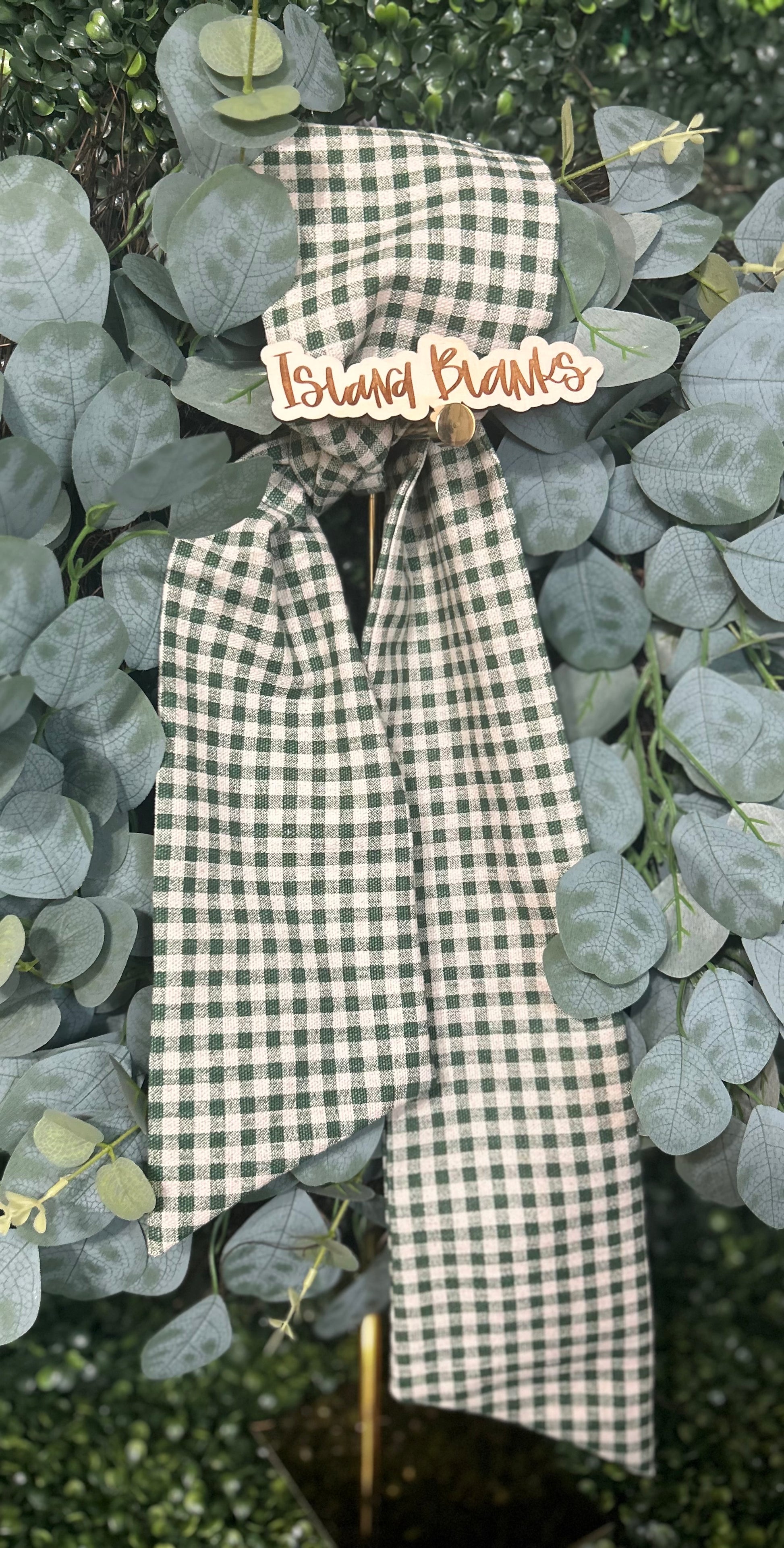 Holiday Gingham Cotton Wreath Sash